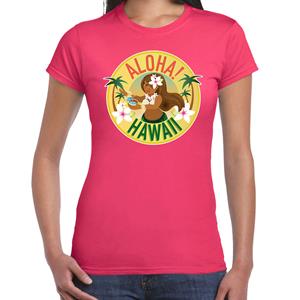 Bellatio Hawaii feest t-shirt / shirt Aloha Hawaii voor dames - Roze