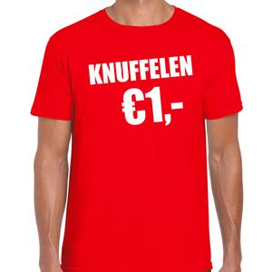 Bellatio Fun t-shirt - knuffelen 1 euro - Rood