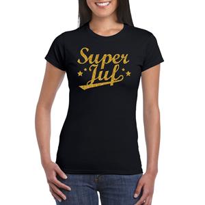 Bellatio Super juf cadeau t-shirt met gouden glitters voor dames - Bedankt cadeau voor een juf