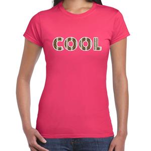 Bellatio Slangenprint Cool tekst t-shirt Roze