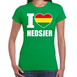 Bellatio Carnaval t-shirt I love Hedsjer voor dames - Groen