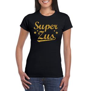 Bellatio Super zus t-shirt met gouden glitters op Zwart