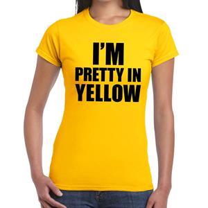 Bellatio I'm pretty in yellow t-shirt Geel