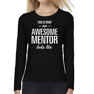 Bellatio Awesome Mentor - geweldige lerares cadeau shirt long sleeve Zwart