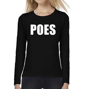Bellatio POES tekst t-shirt long sleeve Zwart