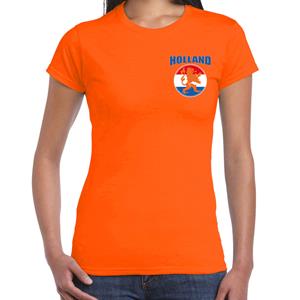 Bellatio Oranje supporter t-shirt voor heren - Holland vlag cirkel leeuw embleem op borst - Nederland supporter - EK/ WK shirt / outfit