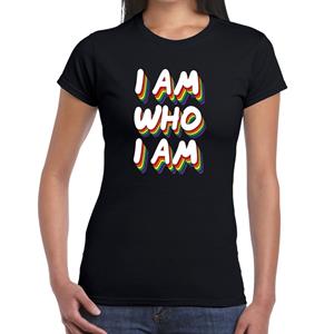 Bellatio Gay pride I am who i am t-shirt Zwart