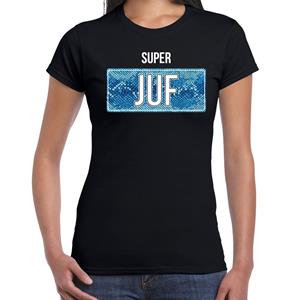 Bellatio Super juf cadeau t-shirt Zwart