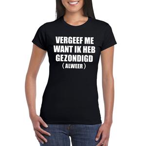 Bellatio Vergeef me ik heb gezondigd alweer dames shirt Zwart