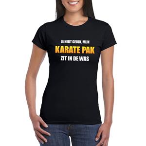 Bellatio Mijn karate pak zit in de was fun t-shirt dames Zwart