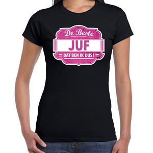 Bellatio Cadeau t-shirt voor de beste juf voor dames - Zwart