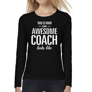 Bellatio Awesome Coach cadeau t-shirt long sleeve Zwart