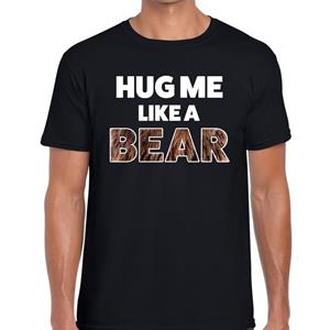 Bellatio Hug me like a bear tekst t-shirt Zwart