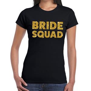 Bellatio Bride Squad gouden glitter tekst t-shirt Zwart