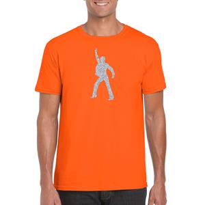 Bellatio Zilveren disco t-shirt / kleding - Oranje