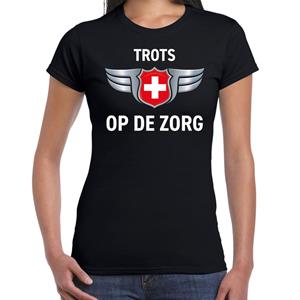 Bellatio Trots op de zorg zilveren schild t-shirt Zwart