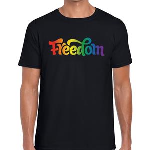 Bellatio Gay pride Freedom t-shirt - Zwart