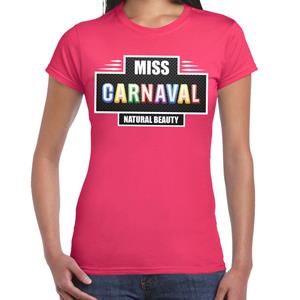 Bellatio Miss Carnaval verkleed t-shirt fuchsia Roze