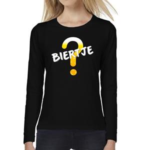 Bellatio Biertje tekst t-shirt long sleeve Zwart