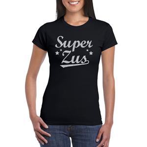 Bellatio Super zus t-shirt met zilveren glitters op Zwart