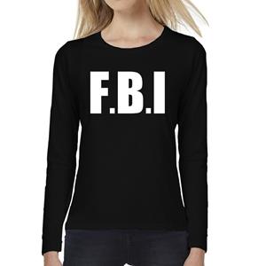 Bellatio Politie FBI tekst t-shirt long sleeve Zwart