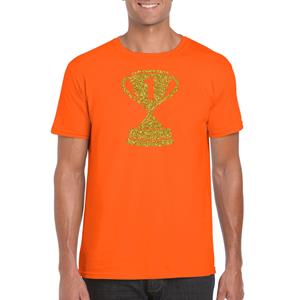 Bellatio Gouden kampioens beker / nummer 1 t-shirt / kleding - Oranje