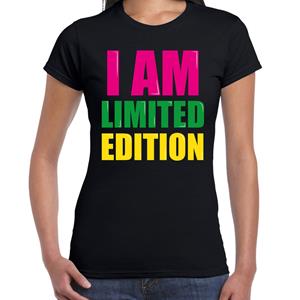 Bellatio I am limited edition fun tekst t-shirt Zwart