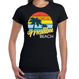 Bellatio Malibu zomer t-shirt / shirt Malibu beach zwart voor dames - Zwart