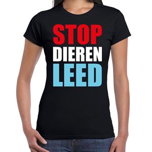 Bellatio Stop dieren leed protest t-shirt Zwart