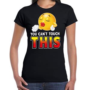 Bellatio Funny emoticon t-shirt you cant touch this Zwart