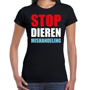 Bellatio Stop dieren mishandeling protest t-shirt Zwart