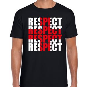 Bellatio Respect rood kruis t-shirt Zwart