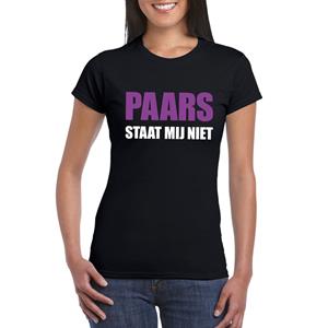 Bellatio Paars staat mij niet tekst t-shirt Zwart