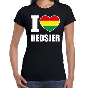 Bellatio Carnaval t-shirt I love Hedsjer voor dames - Zwart