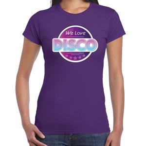 Bellatio We love disco feest t-shirt paars voor dames - Paars
