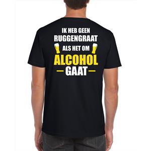 Bellatio Oktoberfest Geen ruggengraat als het om alcohol / drank gaat fun t-shirt - Zwart
