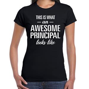 Bellatio Awesome principal / geweldige schooldirecteur cadeau t-shirt Zwart