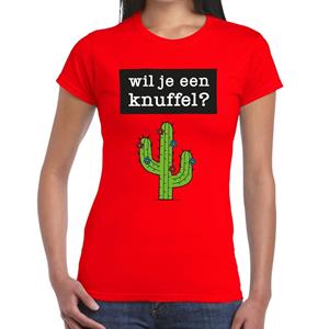 Bellatio Wil je een Knuffel tekst t-shirt Rood