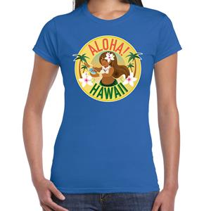Bellatio Hawaii feest t-shirt / shirt Aloha Hawaii voor dames - Blauw