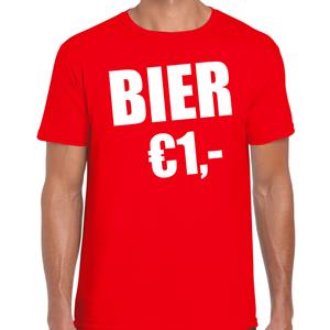 Bellatio Fun t-shirt - bier 1 euro - Rood