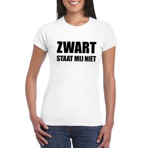 Bellatio Zwart staat mij niet tekst t-shirt Wit