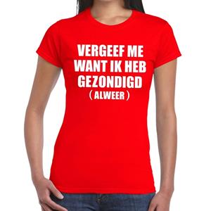 Bellatio Vergeef me tekst t-shirt Rood