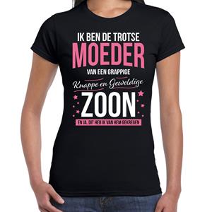 Bellatio Trotse moeder / zoon cadeau t-shirt Zwart