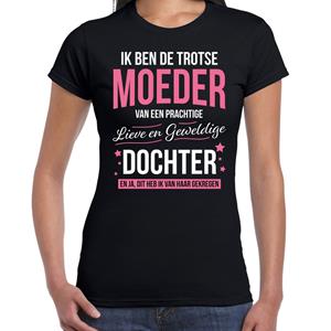 Bellatio Trotse moeder / dochter cadeau t-shirt Zwart