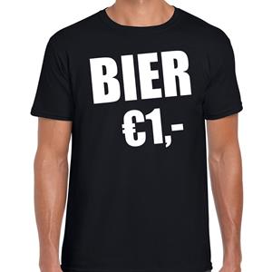 Bellatio Fun t-shirt - bier 1 euro - Zwart