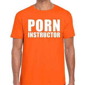Bellatio Porn instructor tekst t-shirt Oranje
