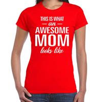 Bellatio Awesome Mom tekst t-shirt Rood