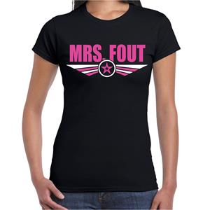 Bellatio Mrs fout fun tekst t-shirt Zwart