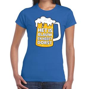 Bellatio Het is blauw en heeft dorst t-shirt dames - tekst shirt Het is Blauw