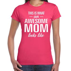 Bellatio Awesome Mom tekst t-shirt Roze